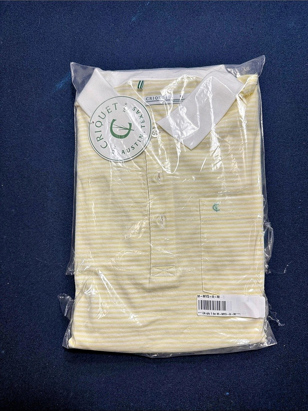 Criquet Players Shirt Stripe Striped Polo in Yellow & White Size Medium NWT